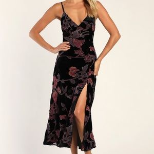 Lulus Divine Allure Black Floral Burnout Velvet Midi Dress (sold out)